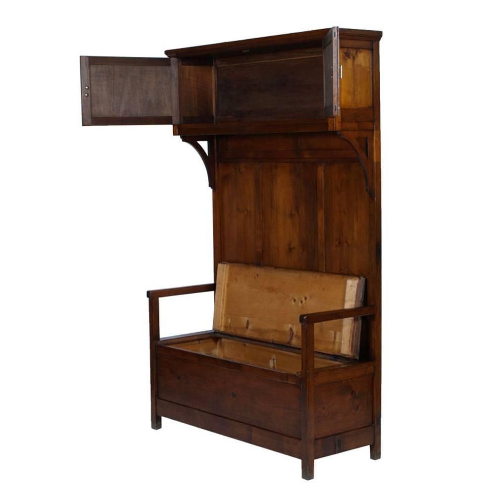 Early 20th Century Art Nouveau Period Chest Bench Entrance Furniture, Solid Fir photo furniture