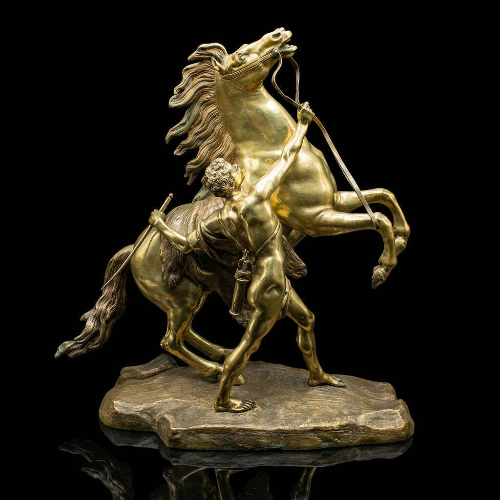 Large Antique Marly Horse Figure, French, Equine Statue, Bronze, Victorian, 1880 photo Home Decor