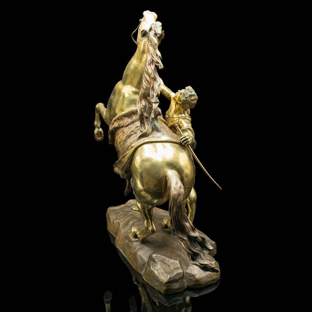 Large Antique Marly Horse Figure, French, Equine Statue, Bronze, Victorian, 1880 photo vinterior