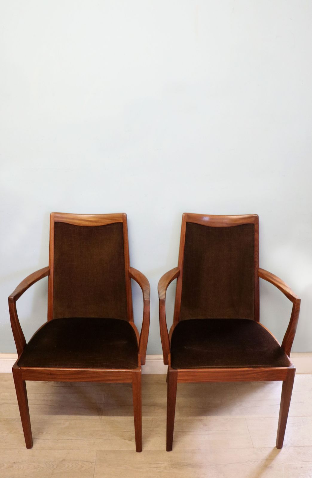 A Lovely Set Of Four Mid Century G Plan Carver Or Armchairs From A Design By Lesley Dandy. photo for sale