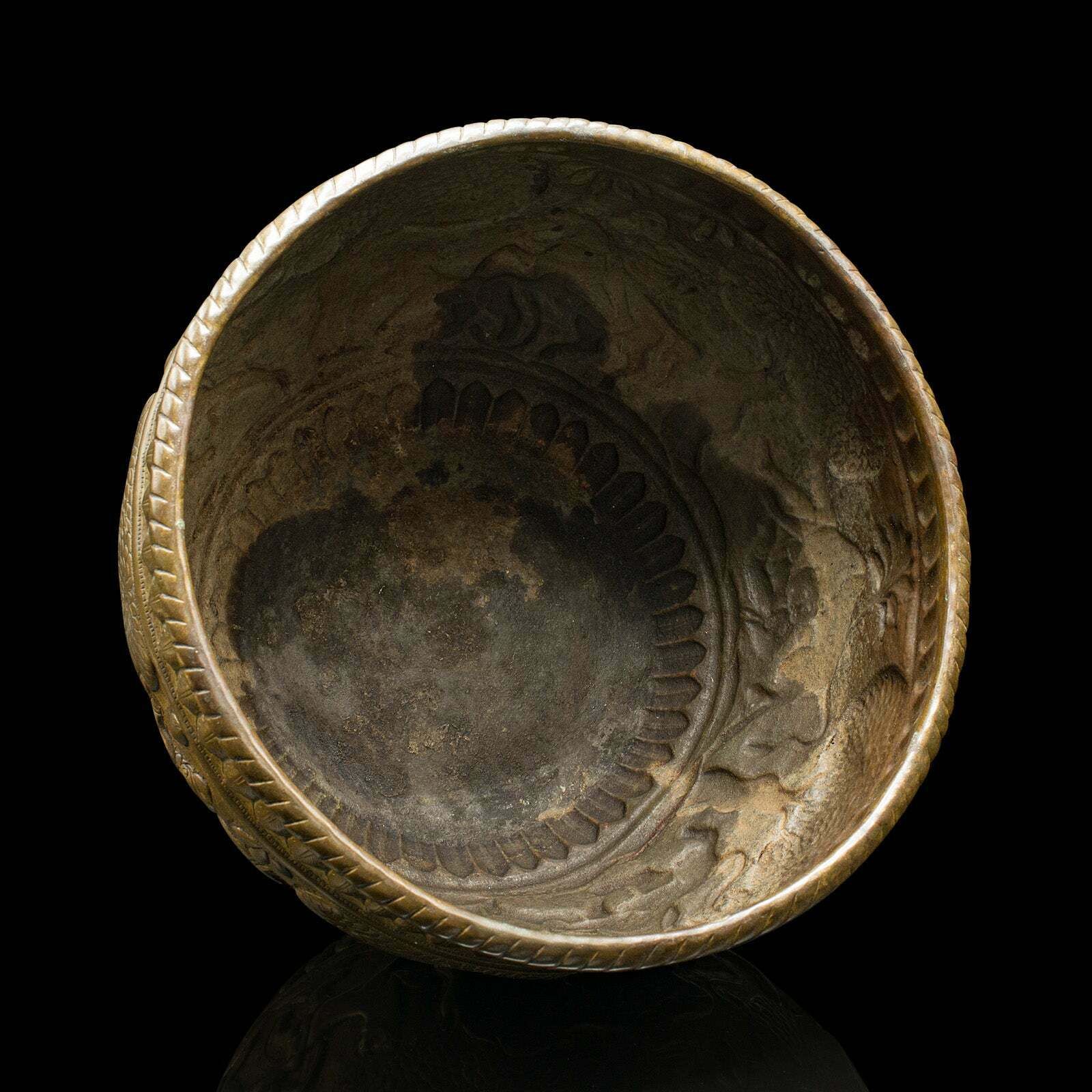 Antique Offering Bowl, Planter, South East Asian, Brass, Jardiniere, Victorian photo vinterior