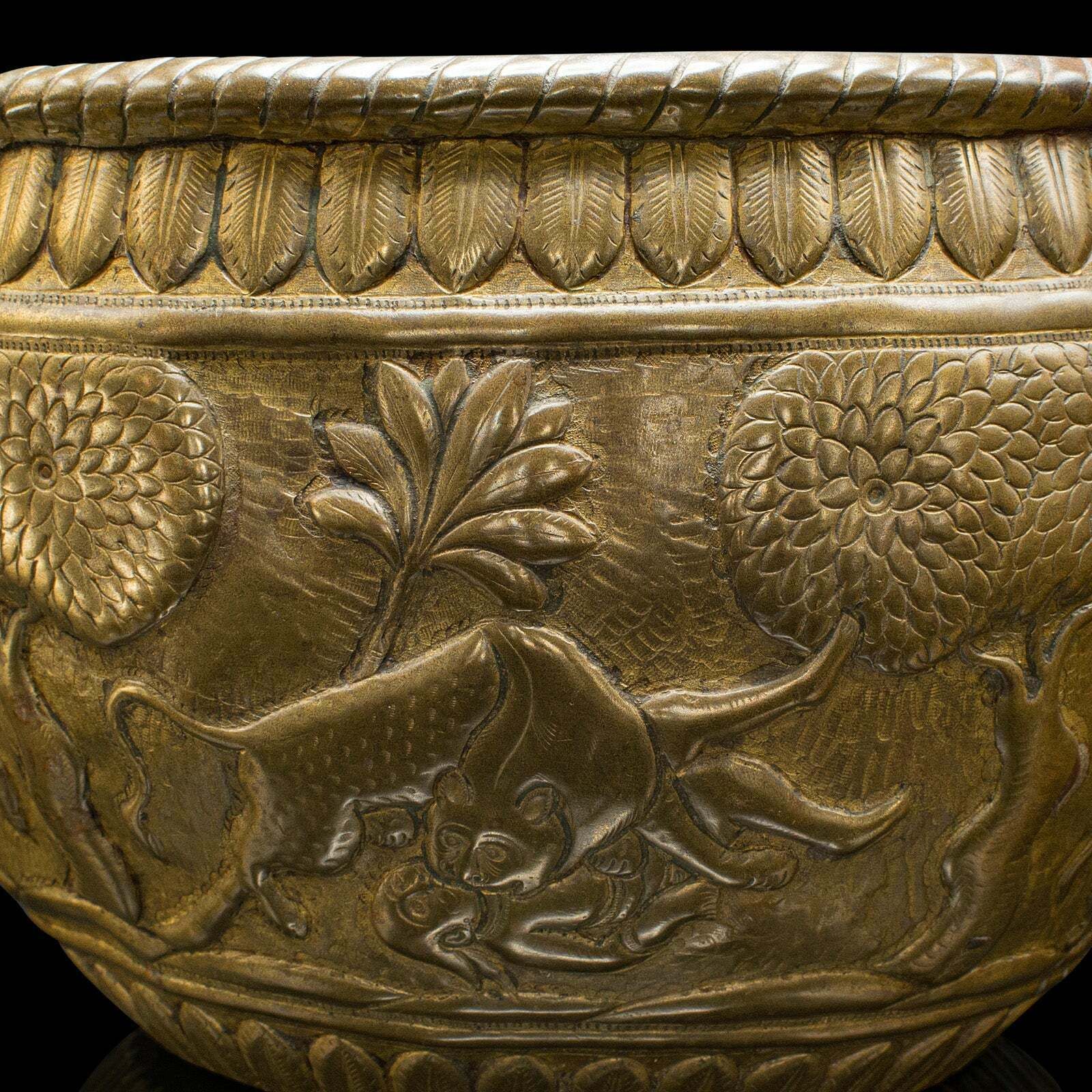 photo for sale Antique Offering Bowl, Planter, South East Asian, Brass, Jardiniere, Victorian