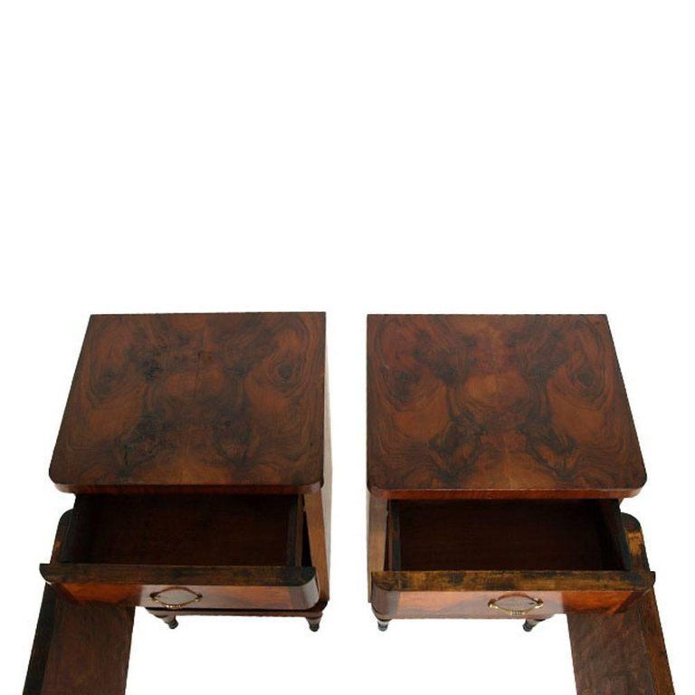 1920s Art Deco Commode, Nightstands, Permanente Mobili Di Cantù, In Burl Walnut , Polished To Wax photo vinterior