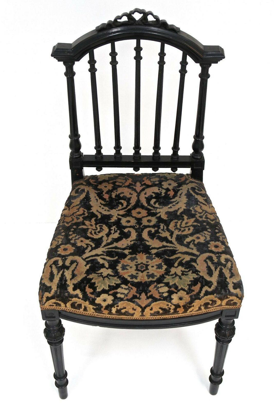 photo buy Pair Of Black 19th Century Side Chairs, Original Upholstery   Fr Ca. 1870