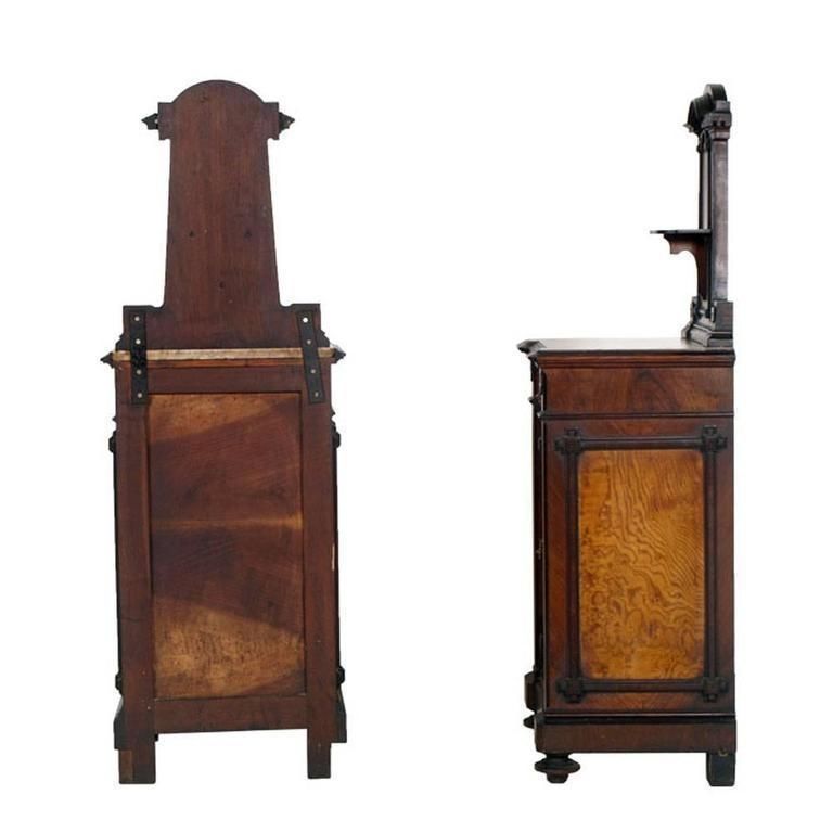 Italian Art Nouveau Dresser And Nightstands In Walnut, Veneer Olm Root, Marble Top photo buy