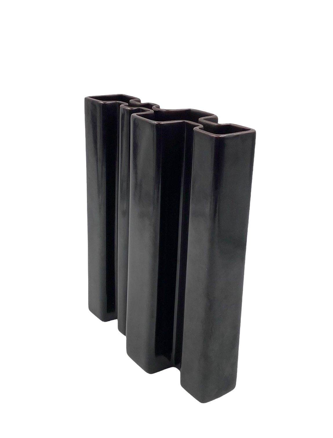 Angelo Mangiarotti, Space Age Brown Ceramic Vase, Fratelli Brambilla Italy Ca. 1968 photo vinterior