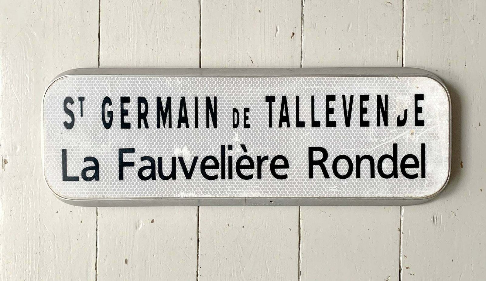 Genuine French Street Sign; 'St Germain De Tallevede La Fauveliere Rondel'