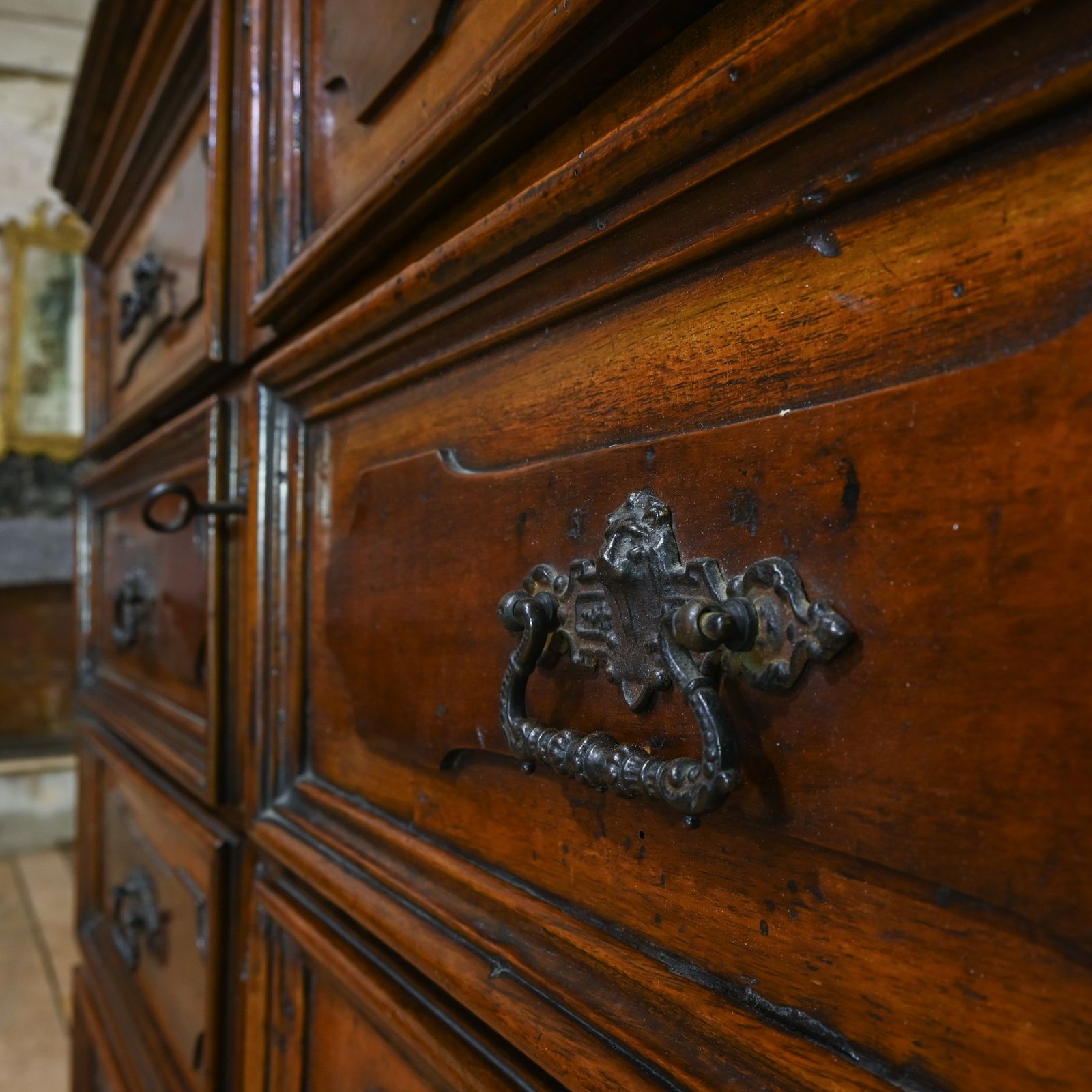 A Majestic 18th Century North Italian Walnut Commode From The Lombardi Region photo vintage