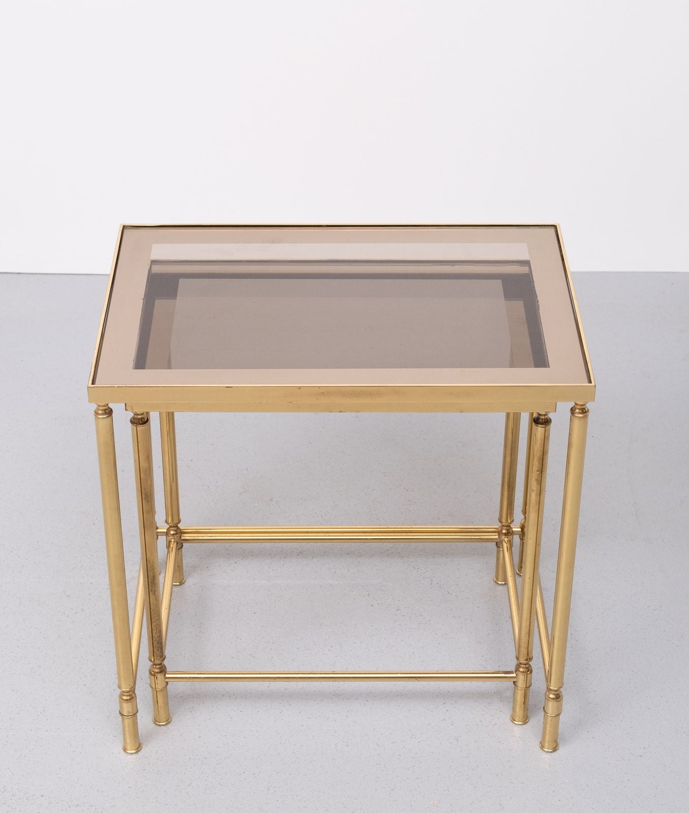 Brass Side Tables Hollywood Recency 1970s France photo for sale