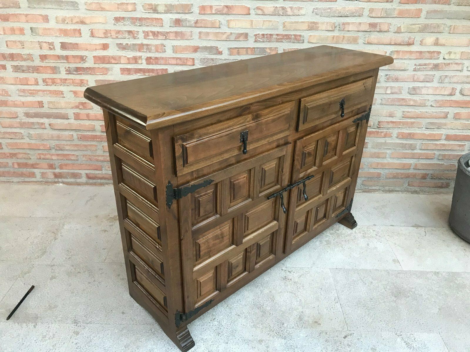 19th Century Baroque Style Spanish Carved Walnut Credenza photo vintage