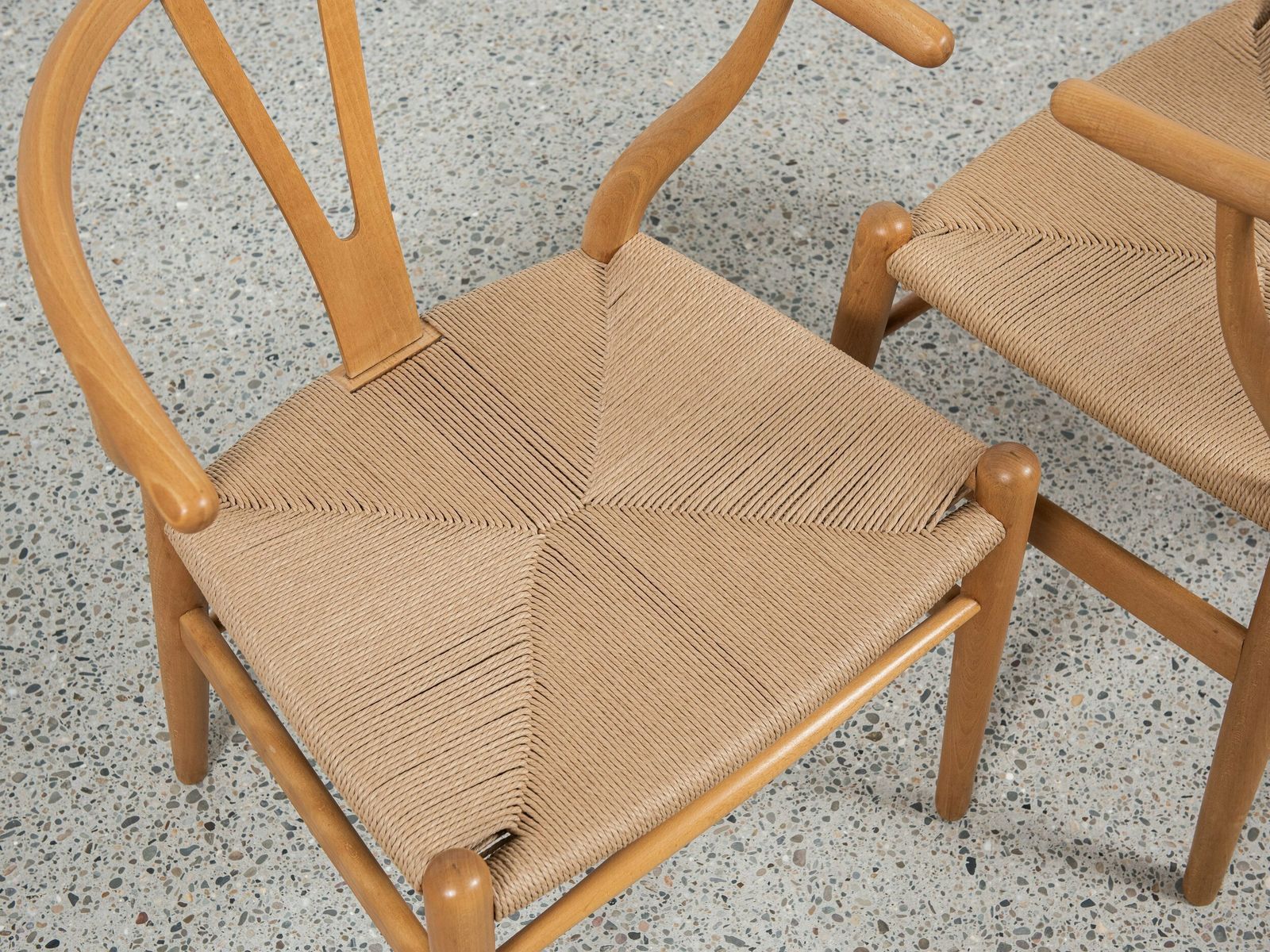 Midcentury Pair Of Original Wishbone Chairs By Hans Wegner For Carl Hansen And Søn photo vinterior