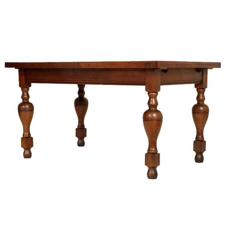 Early 20th Century Neoclassic Extendable Table Solid Oak With Checkered Oak Top photo for sale