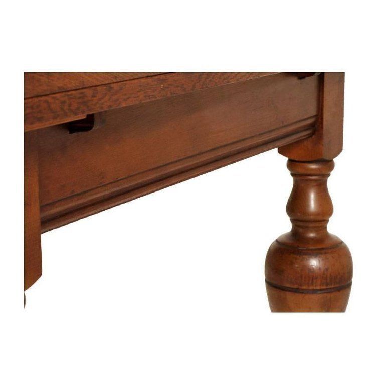 Early 20th Century Neoclassic Extendable Table Solid Oak With Checkered Oak Top photo Furniture