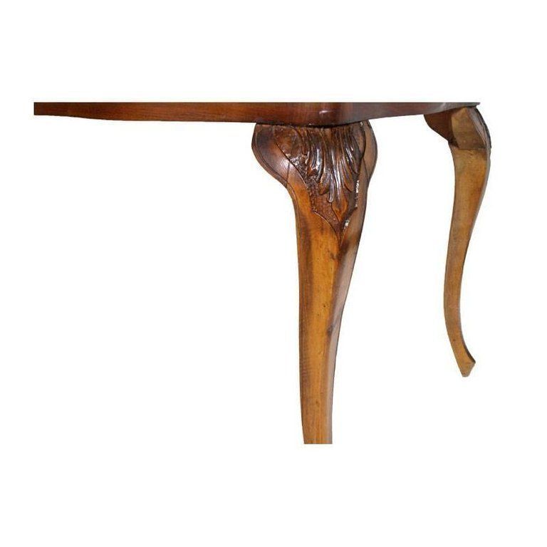 Early 20th Century Venetian Baroque Hand Carved Walnut Table Wax Polished photo for sale