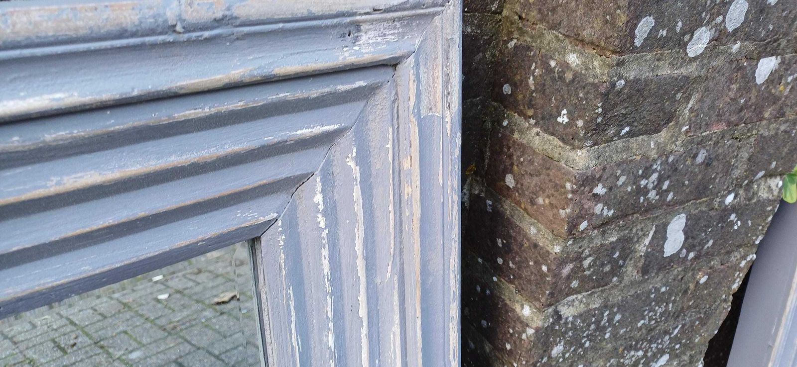 Superb Pair Of Very Large Painted Grey Mirrors Bespoke Distressed Contemporary Finish Bevelled Glass. photo vinterior