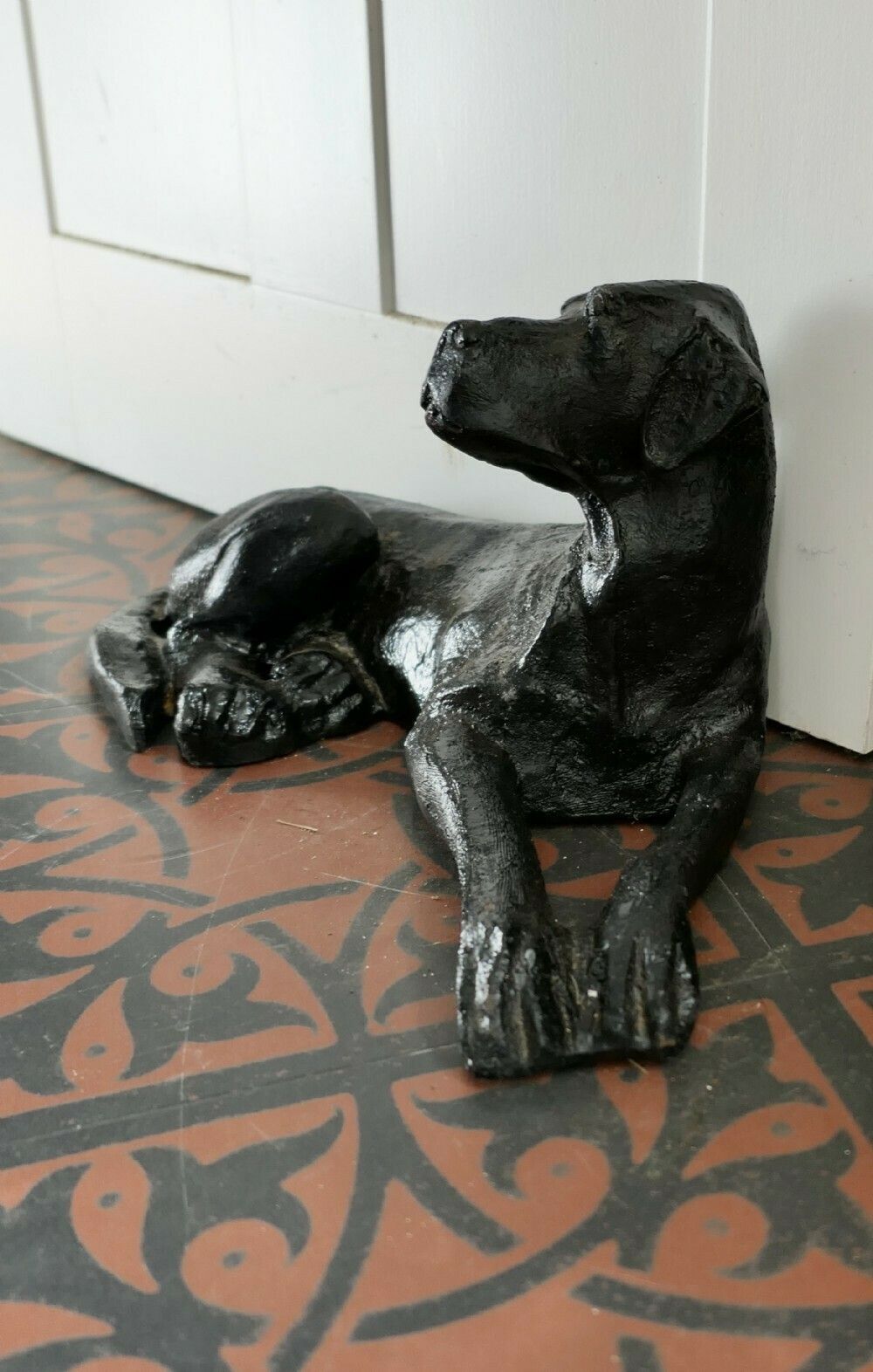 A Black Labrador Puppy, Door Stop photo vintage