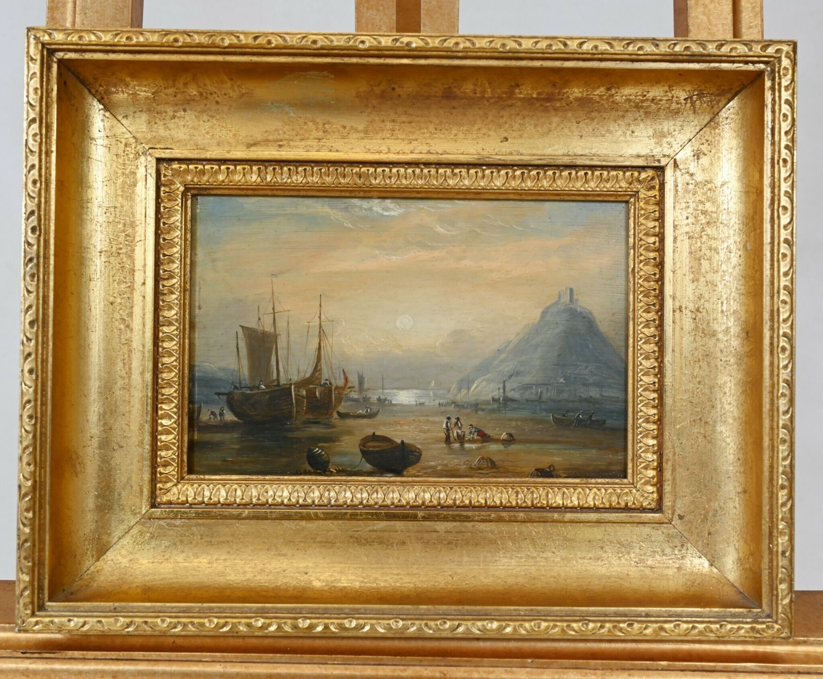 Victorian Oil Painting Cornish Coastal Scene Maritime 1880