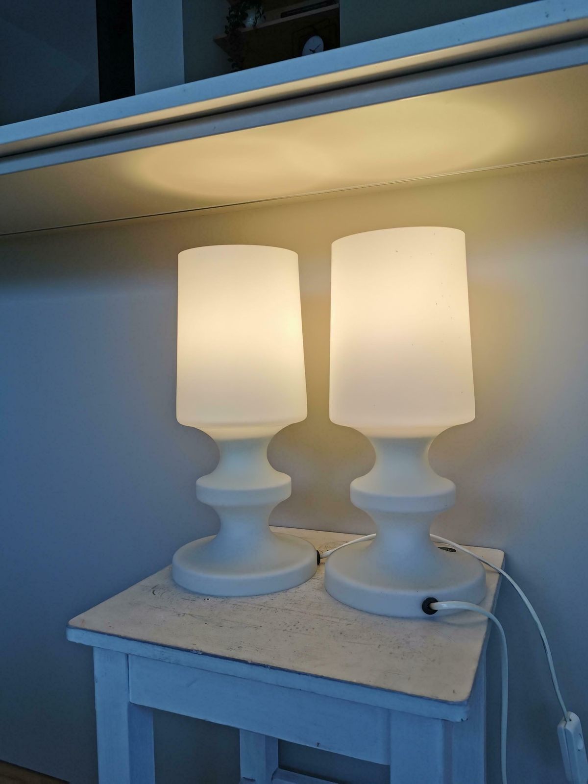 photo for sale 1 Of 2 Vintage All Glass White Table Lamp By Ivan Jakes For Osvetlovaci Sklo / Czechoslovakia 1960s / Mid Century Home Lighting / Desk Light