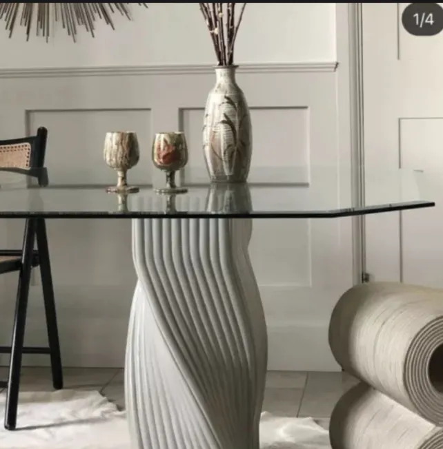 Mcguire Dining Table   Vintage 1970s Glass Top Fits Up To 8x