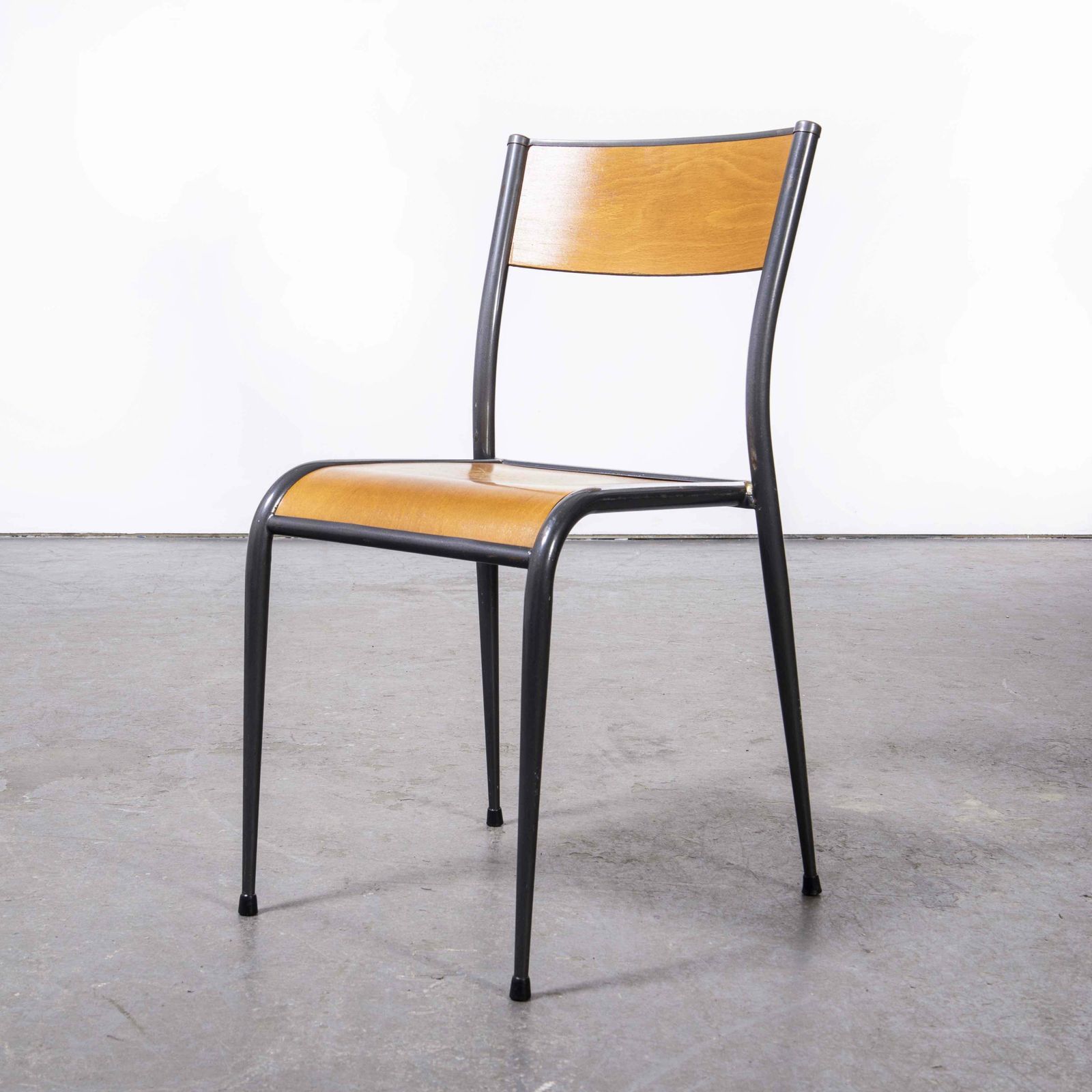 1950’s French Mullca Grey Tapered Leg School Dining Chairs – Set Of Six photo furniture