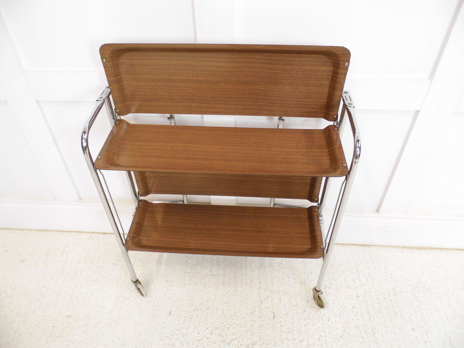 Vintage German Folding Formica Chrome Drinks Trolley Plantstand Unit Retro 1960s photo buy