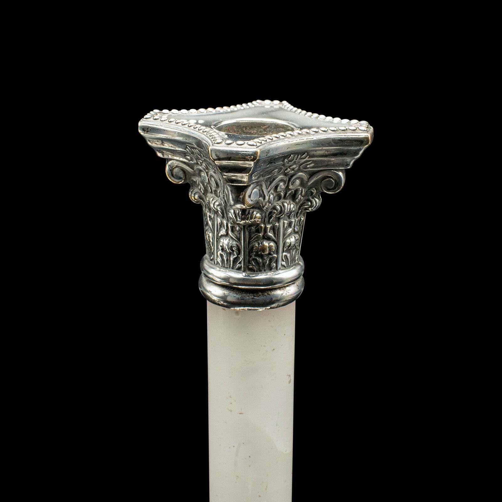 Pair Of Antique Mantlepiece Candlesticks, English, Silver Plate, Victorian, 1900 photo vintage
