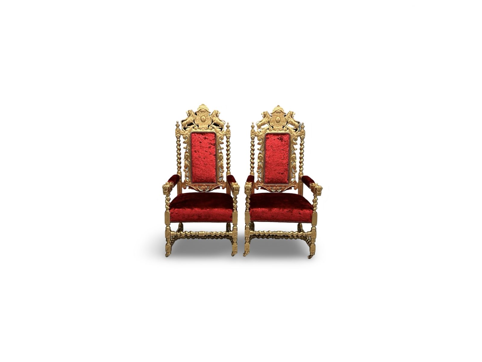 photo furniture Amazing Beautiful Rare Set Of 8 Antique Victorian Gold & Red Velvet Royal Palace Charles II Style Oak Grand Dining Chairs