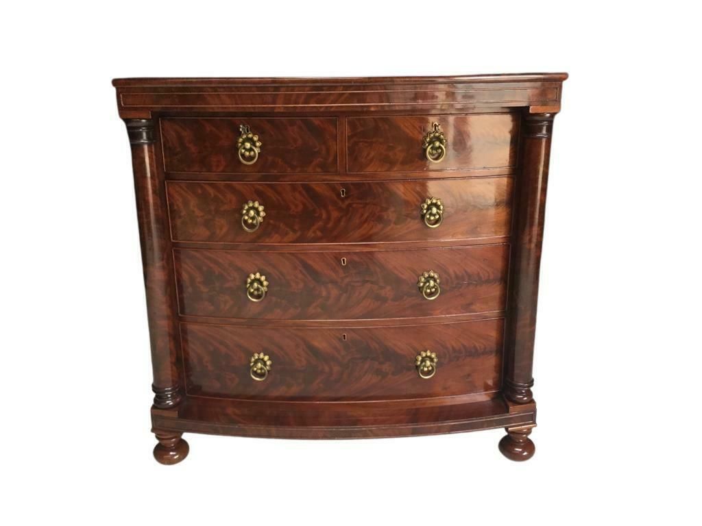Furniture Elite Antique Victorian Flame Mahogany Chest Of Drawers. photo