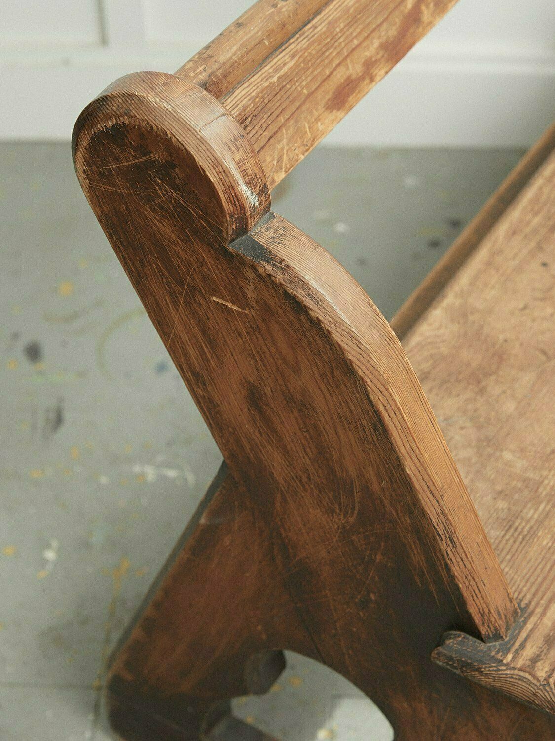 Compact Pine Church Pew Full Of Character  East London 1860’s  79cm H 103cm W 52cm D1800s photo for sale
