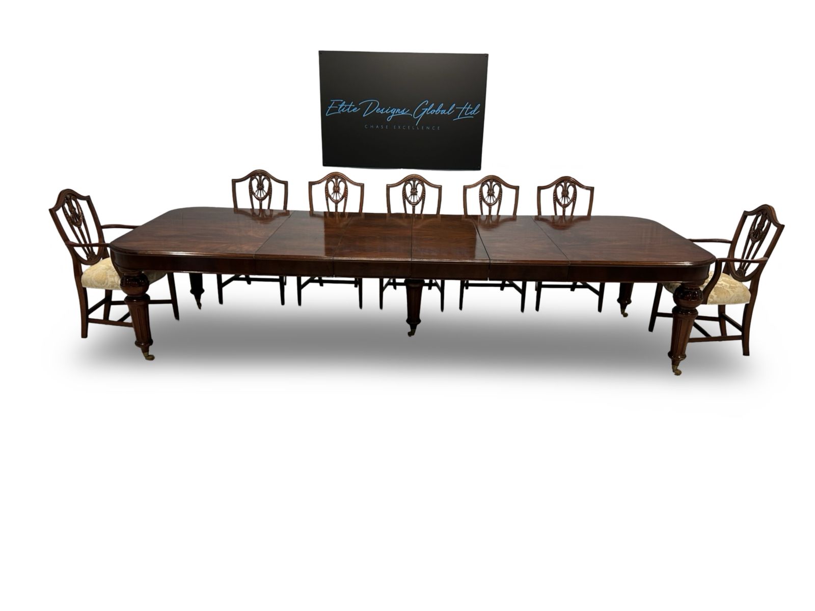 photo buy 11.81ft Elite Rare Victorian 1837 1901 Flame Mahogany Dining Table To Be Pro French Polished.