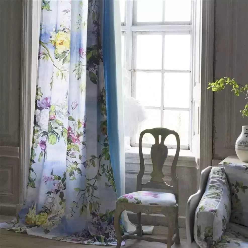 8 Elite Art Deco Exclusive Designers Guild Caprifoglio Grande And Sky Fabric & Moonstone Colour Dining Chairs Professionally Hand Finished photo furniture