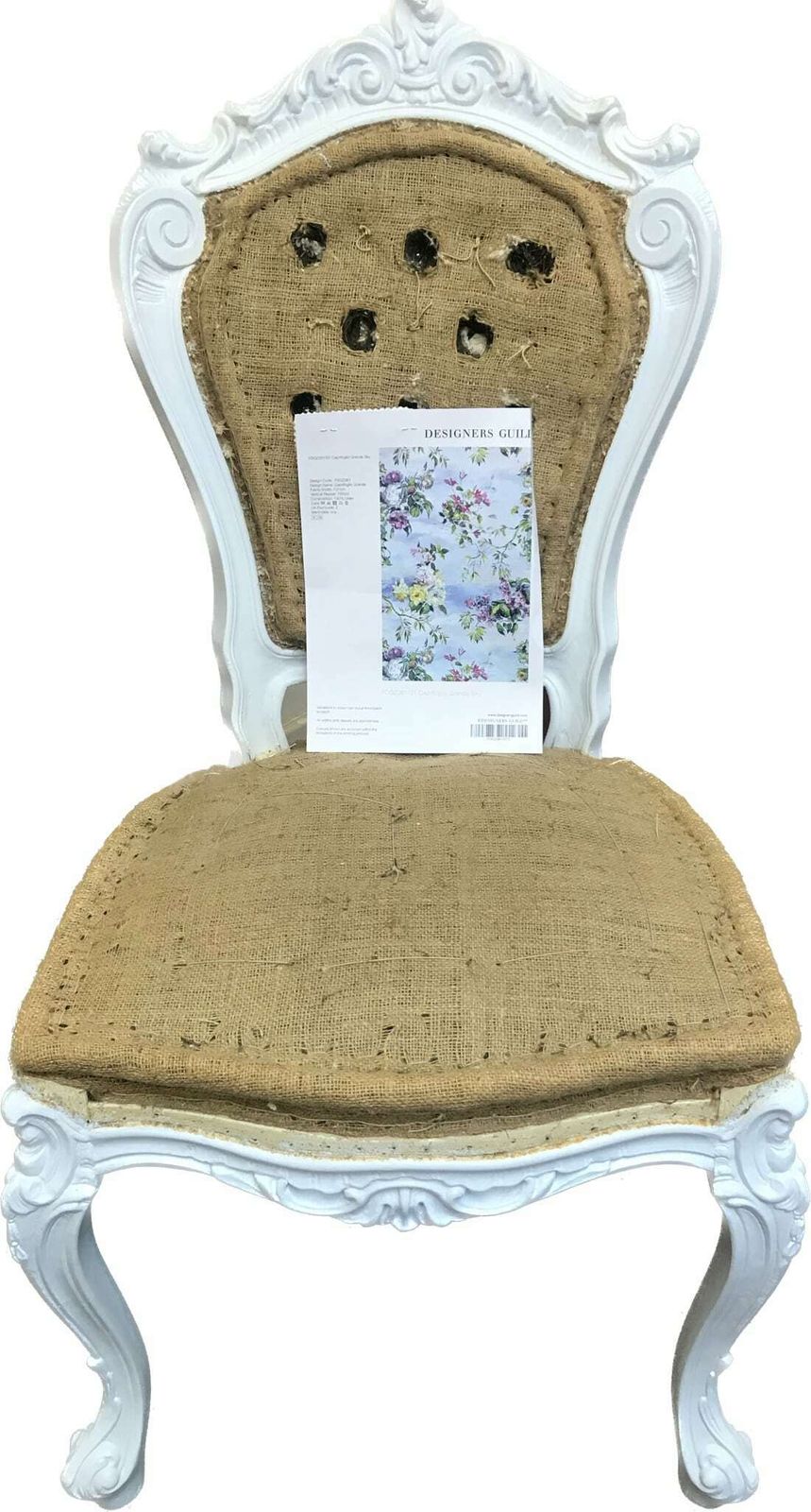 photo furniture 8 Elite Art Deco Exclusive Designers Guild Caprifoglio Grande And Sky Fabric & Moonstone Colour Dining Chairs Professionally Hand Finished