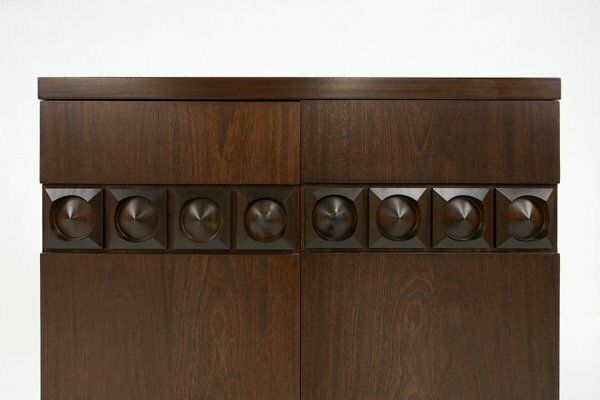 Brutalist Geometrical Seventies Bar Cabinet, Belgium, 1970s photo for sale