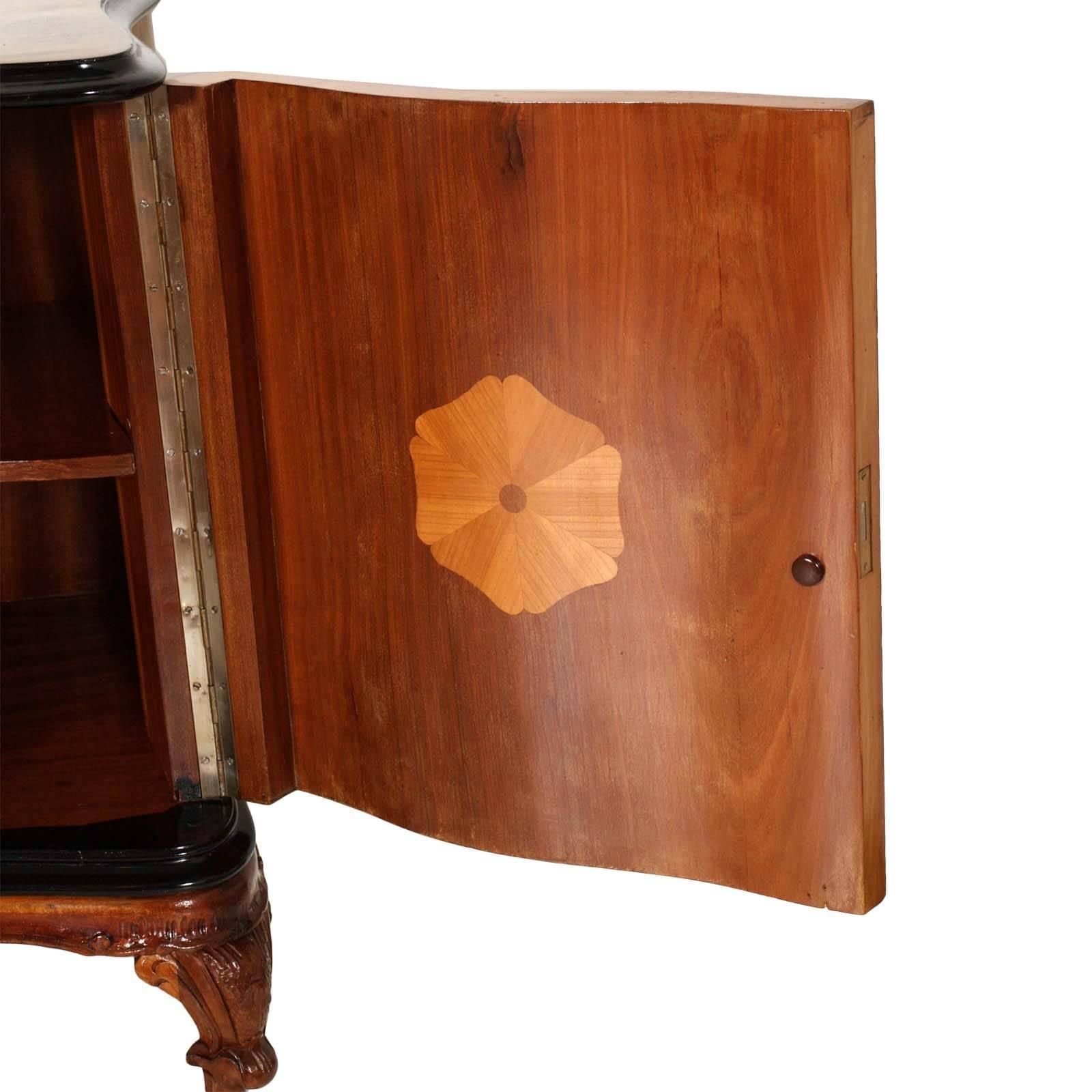 Venetian Baroque High Quality Credenza With Mirror Gold Leaf Walnut photo vintage