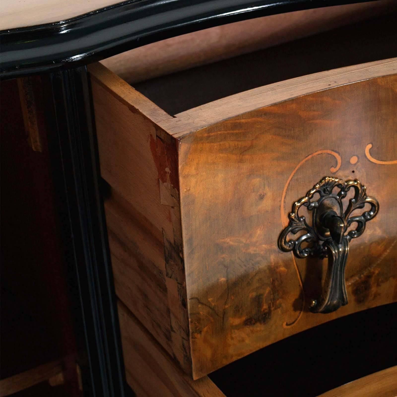 Furniture Venetian Baroque High Quality Credenza With Mirror Gold Leaf Walnut photo
