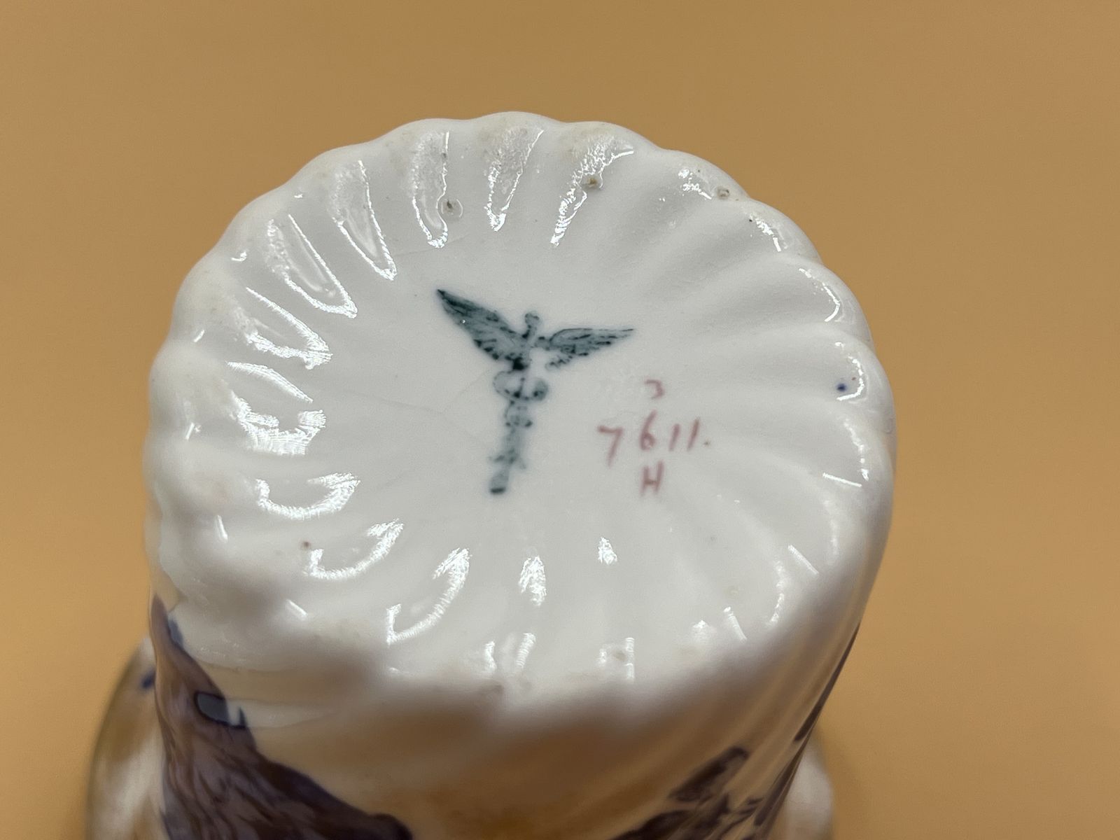 Antique Bishop & Stonier Porcelain Flow Blue And Gold Fluted Demitasse / Chocolate Cup And Saucer Duo. 7611h. C1880. photo vintage