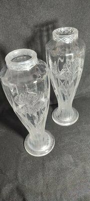 Art Nouveau Cut Glass Vases, Spain, 1930s, Set Of 2 photo Home Decor