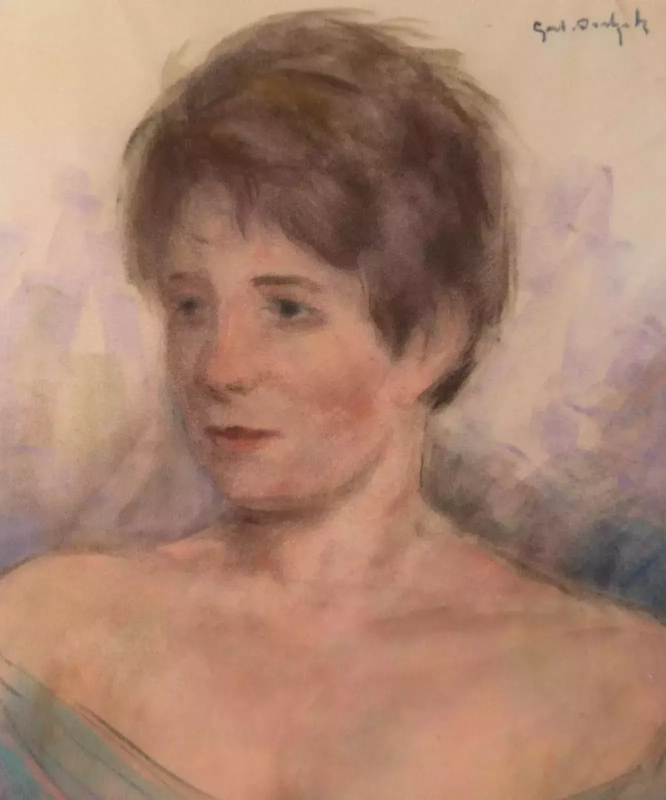 Framed Mid 20th Century Pastel Portrait Of A Woman photo furniture