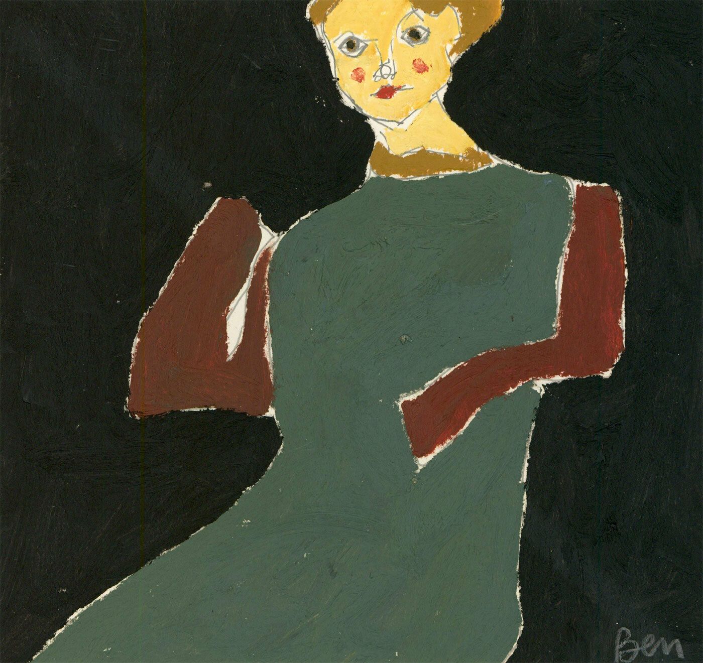 Ben Carrivick   Contemporary Oil, Seated Lady In Green