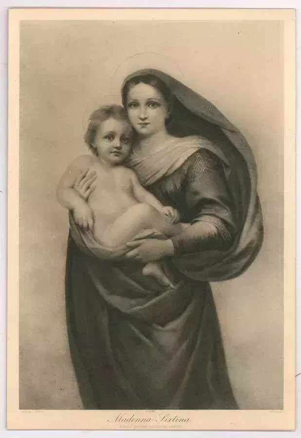 After Raphael   Early 20th Century Lithograph, Madonna Sixtina photo furniture