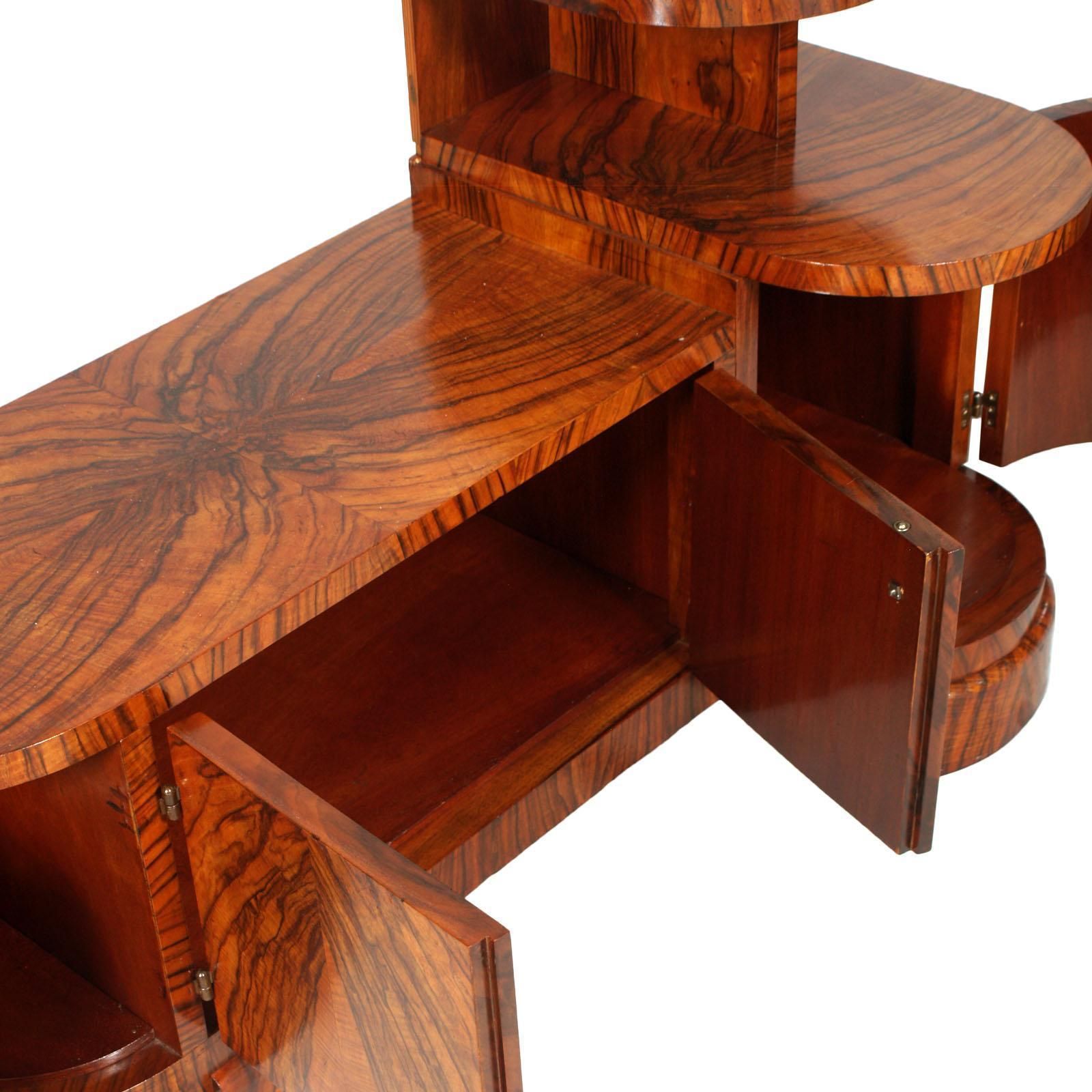 Furniture Art Deco Sculptural Vanity, Entry Cabinet Or Mirrored Toilette By Borsani In Burl Walnut photo