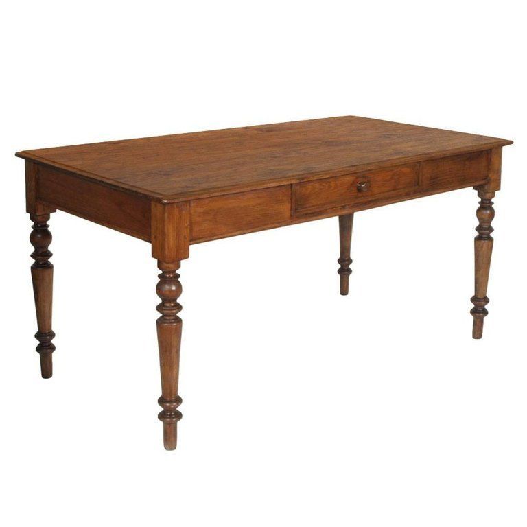 Mid 19th Century Italian Neoclassic Drawer Table Desk, Restored, Polished To Wax