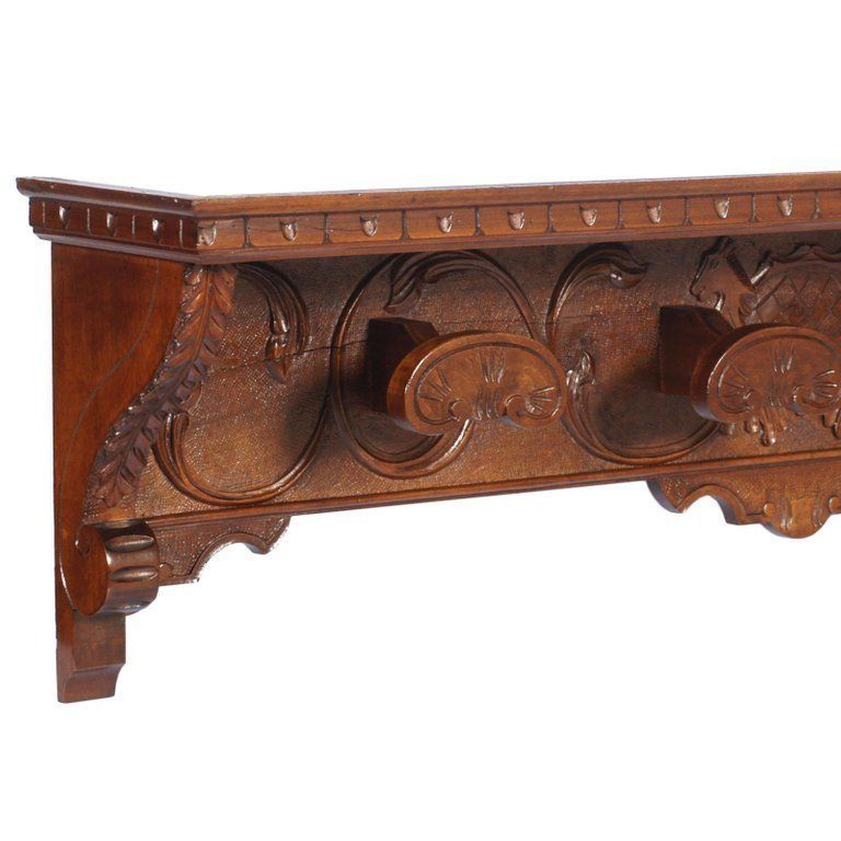 Tuscan 1930s Renaissance Coat Hat Rack Hanger, Bonciani Cascina In Carved Walnut photo furniture