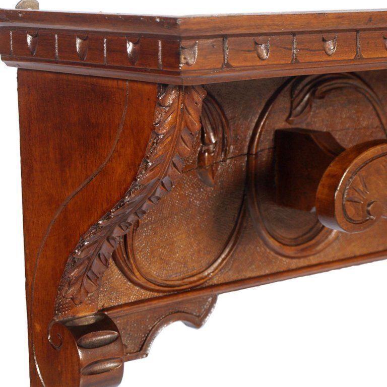 Tuscan 1930s Renaissance Coat Hat Rack Hanger, Bonciani Cascina In Carved Walnut photo for sale