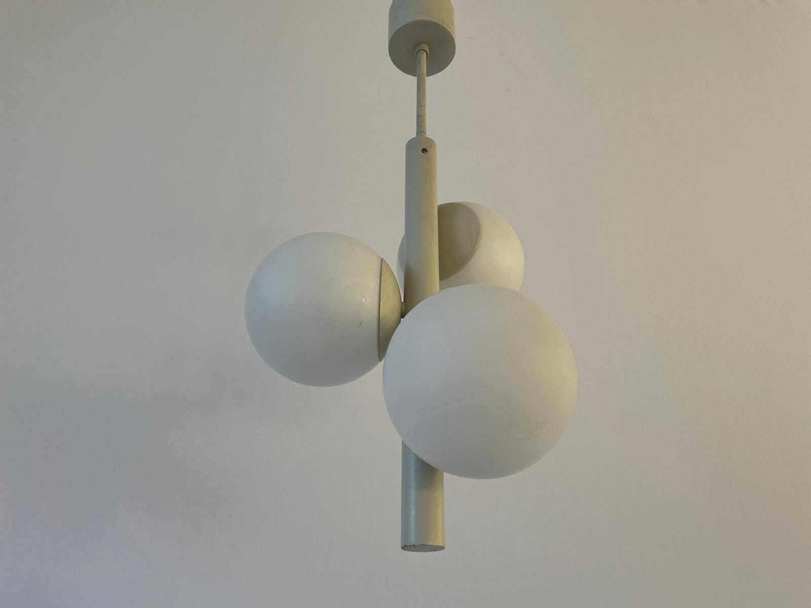 Triple Glass Shade And Gray Metal Body Atomic Ceiling Lamp By Kaiser Leuchten, 1970s, Germany photo vinterior