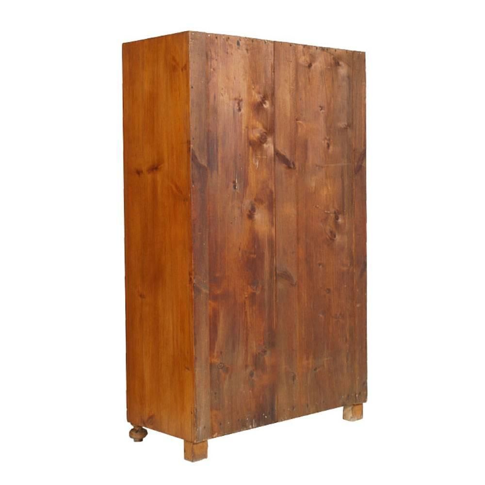 Early 20th C. Country Cupboard Wardrobe Solid Larch Restored And Finished To Wax photo Furniture