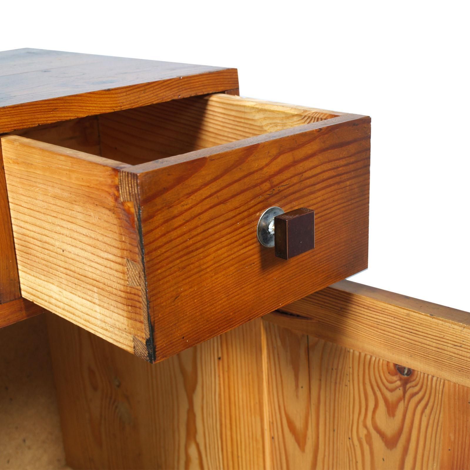 Country Nightstand Art Deco Bedside Table In Solid Larch, Restored Wax Polished photo Furniture