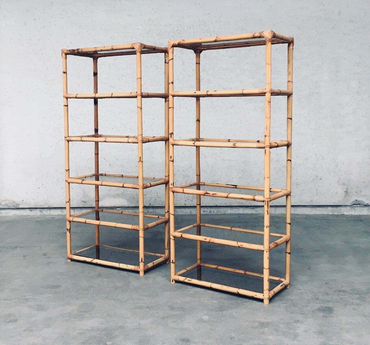 photo for sale Boho Style Design Bamboo Shelving Unit Set, Italië, Jaren 1960