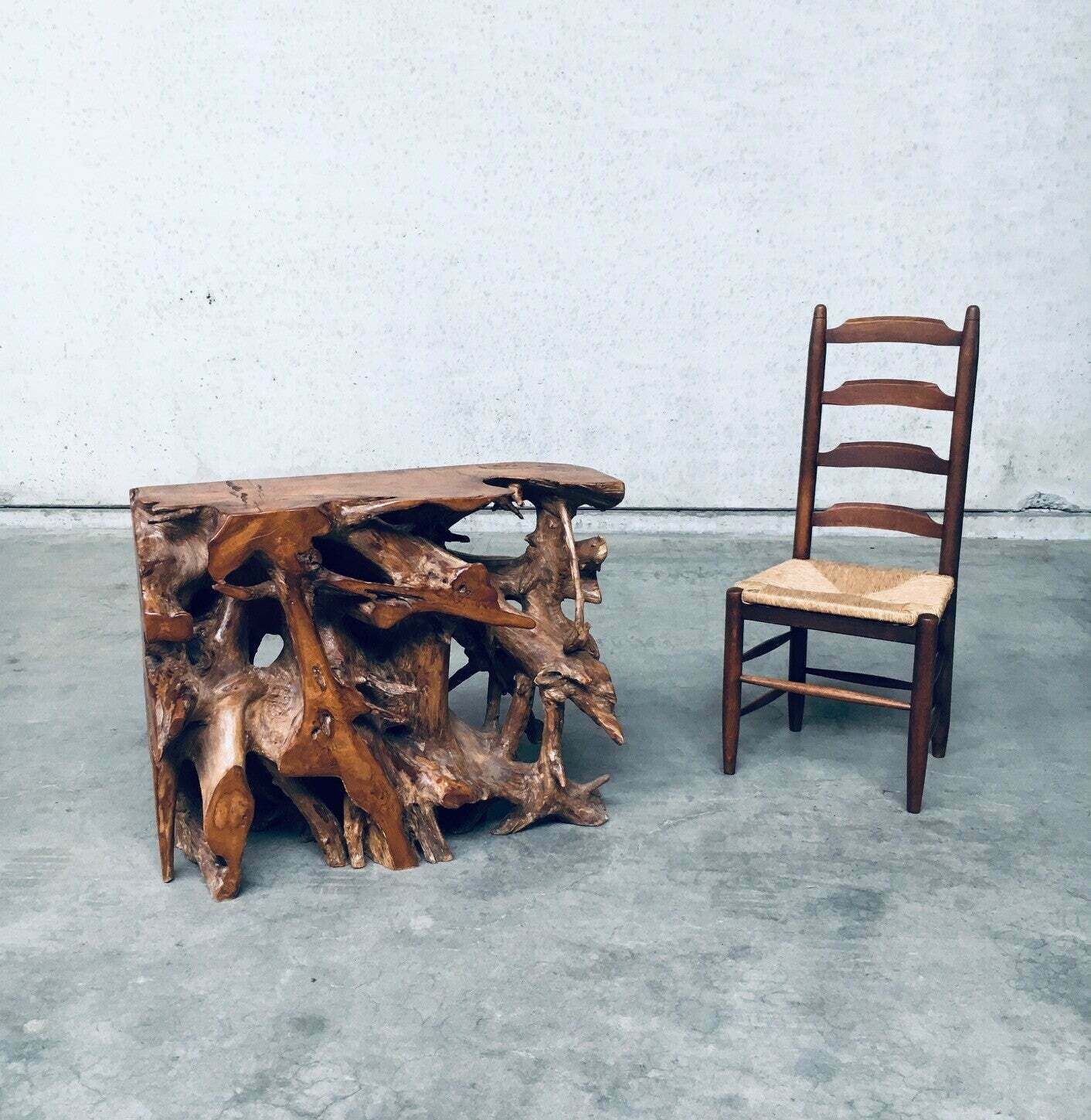 Travail Populaire Burl Root Wood Console, Italy 1960's