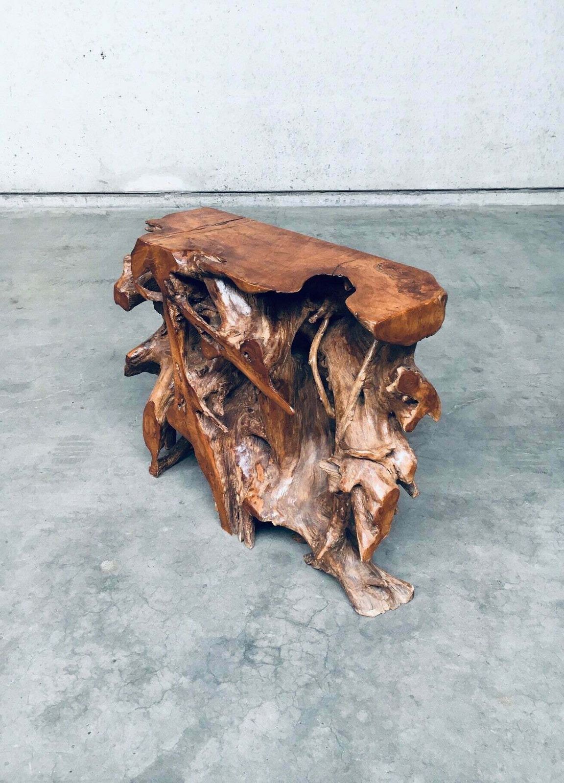 Furniture Travail Populaire Burl Root Wood Console, Italy 1960's photo